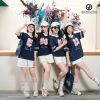 Set đồng phục nhóm nữ bo viền thể thao màu xanh navy