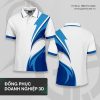 áo polo doanh nghiệp 3d màu trắng phối xanh navy họa tiết sóng