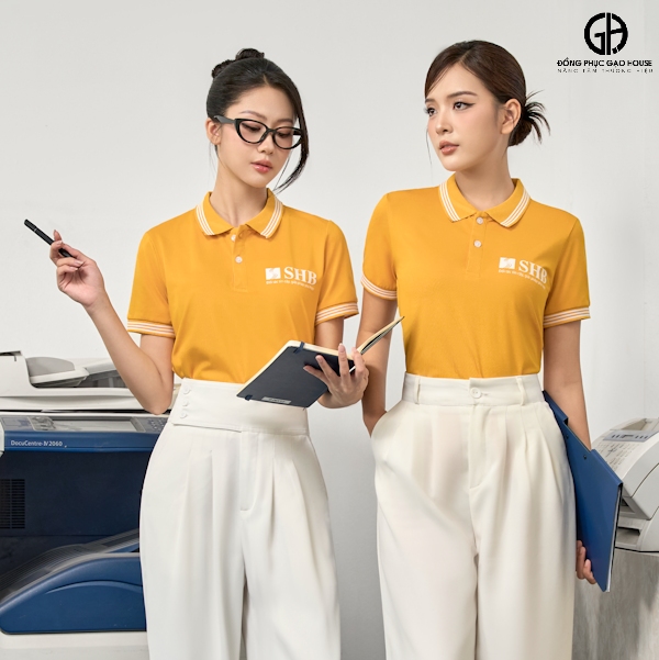Áo đồng phục công ty màu vàng
