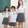 áo đồng phục mầm non màu trắng cổ bẻ