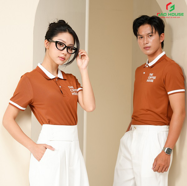 áo đồng phục màu nâu phối cổ đức