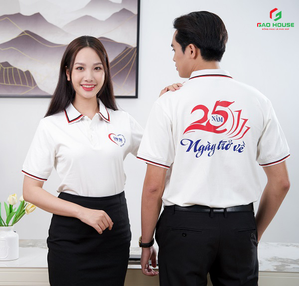 áo polo đồng phục họp lớp 25 năm màu trắng