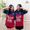 áo đồng phục lớp có cổ màu đỏ phối xanh