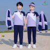 áo đồng phục mầm non màu tím phối xanh
