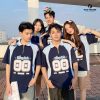 áo lớp polo màu xanh navy phối xanh dương