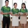 áo phông công ty 3d màu xanh phối sườn trắng