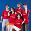 áo phông lớp màu đỏ phối cổ v đen