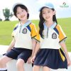 áo polo đồng phục mầm non màu trắng kem