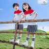 áo đồng phục mầm non màu trắng phối đỏ