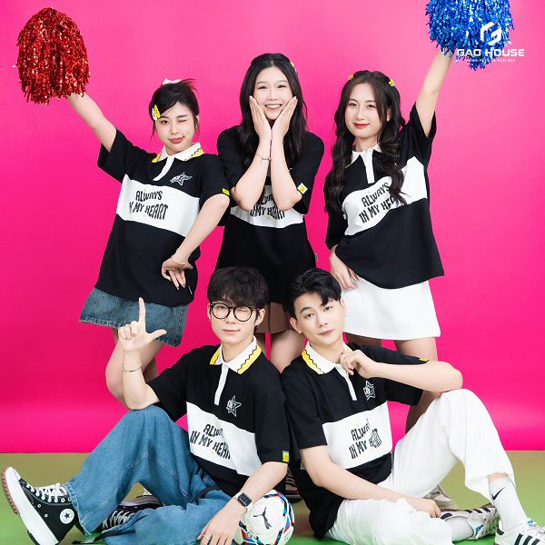 áo polo lớp màu đen allways in my heart phối trắng