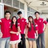 áo polo lớp màu đỏ phối trắng