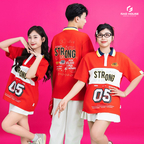 áo polo lớp màu đỏ phối trắng strong 05