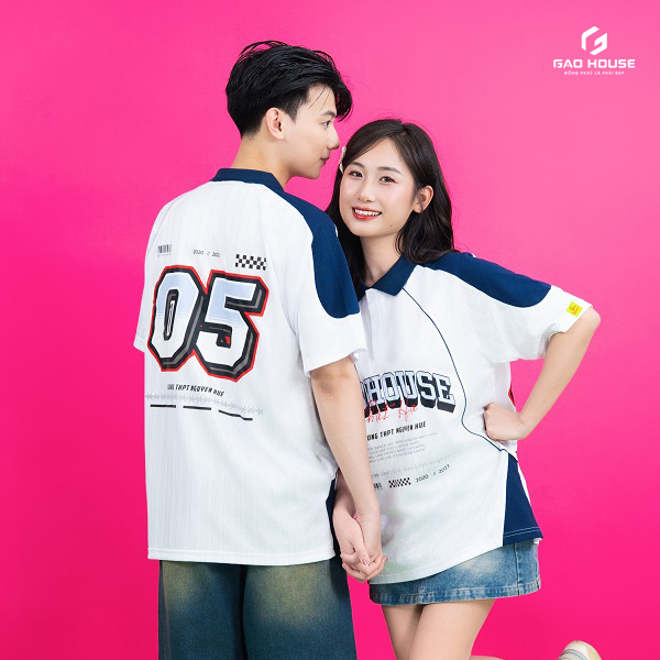 áo polo lớp màu trắng phối cầu vai xanh than 