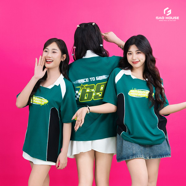 áo polo lớp màu xanh racing to goal phối cổ màu trắng