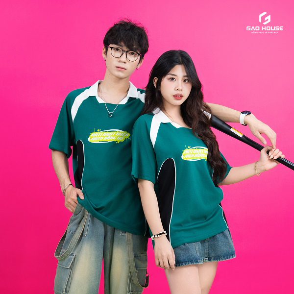 áo polo lớp màu xanh racing to goal phối cổ màu trắng
