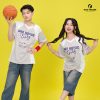 đồng phục lớp màu xám cổ tim phối trắng