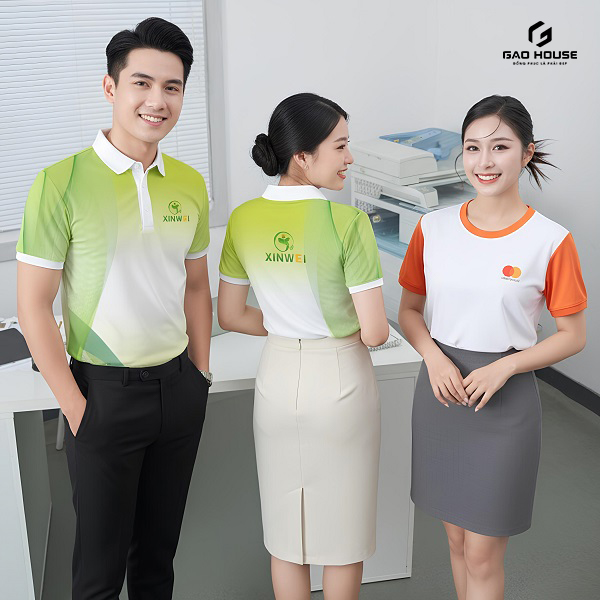 áo polo đồng phục doanh nghiệp màu xanh lá gradient