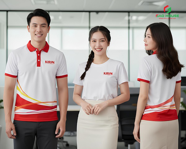 đồng phục công ty 3d màu trắng phối đỏ