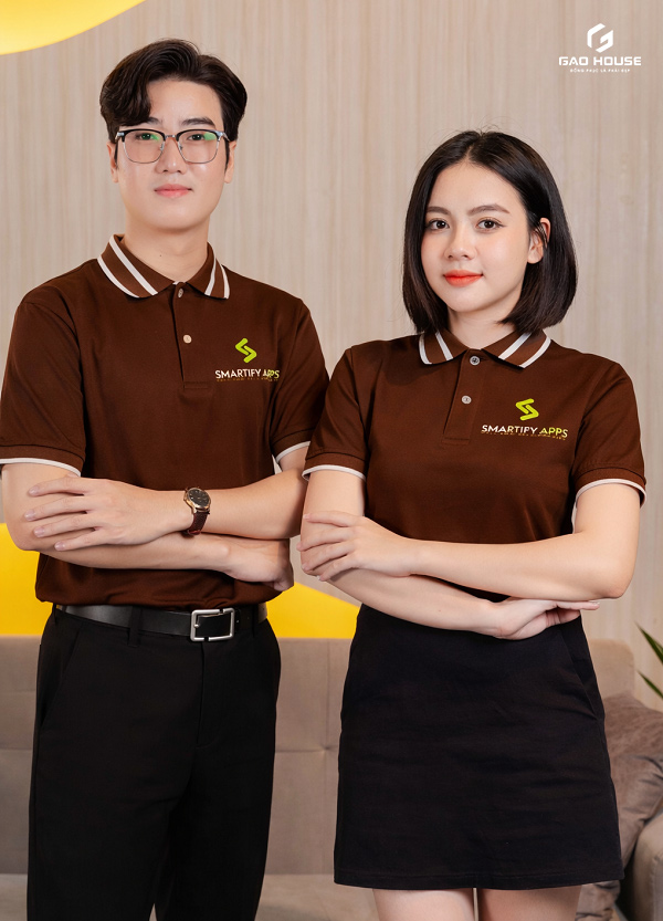 may đồng phục nâu