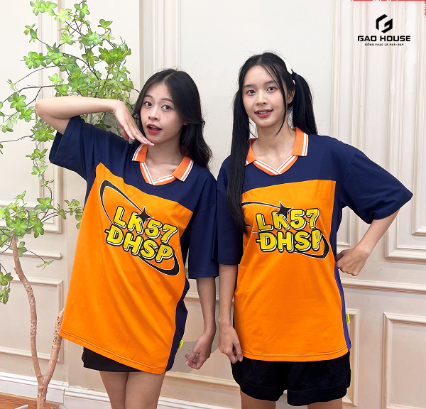 áo lớp cam cổ trụ v 