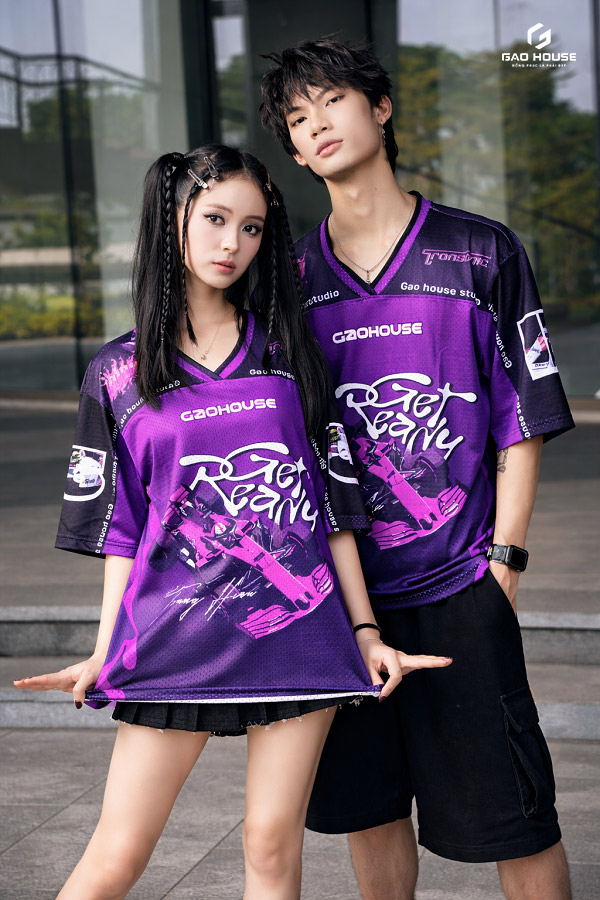 áo lớp màu tím jersey