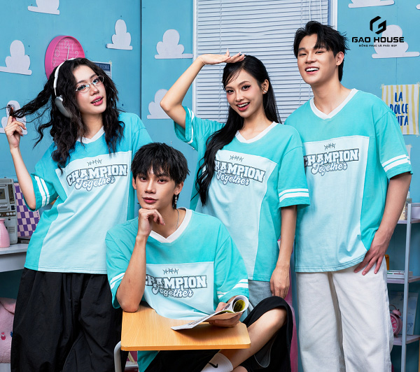 áo phông lớp xanh ngọc oversize