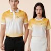 áo polo 3d màu trắng phối vàng
