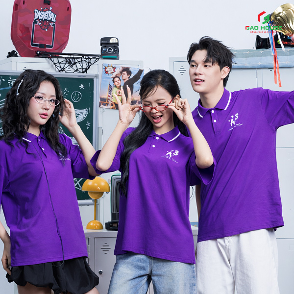 áo polo lớp màu tím