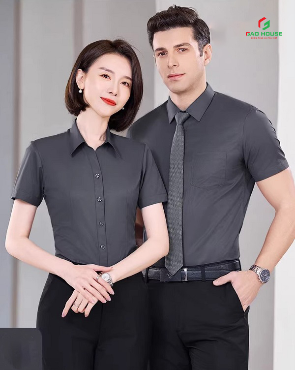 áo sơ mi đồng phục công ty màu xám