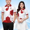 đồng phục 3d màu trắng phối đỏ