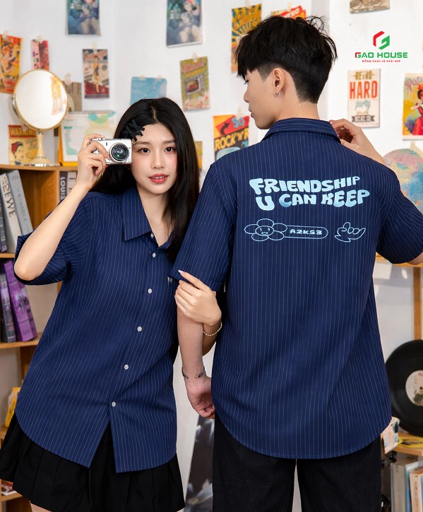 đồng phục sơ mi lớp màu xanh than