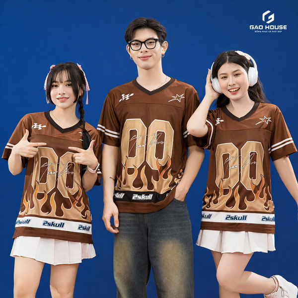 mẫu đồng phục lớp màu nâu phản quang