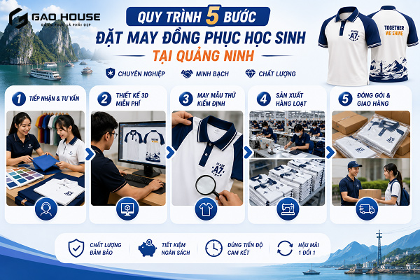 quy trình 5 bước đặt may áo đồng phục lớp quảng ninh