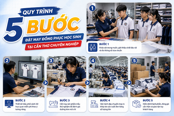 quy trình 5 bước đặt may áo lớp cần thơ