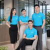 áo đồng phục công ty màu xanh
