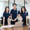 áo đồng phục màu xanh than phối sườn trắng