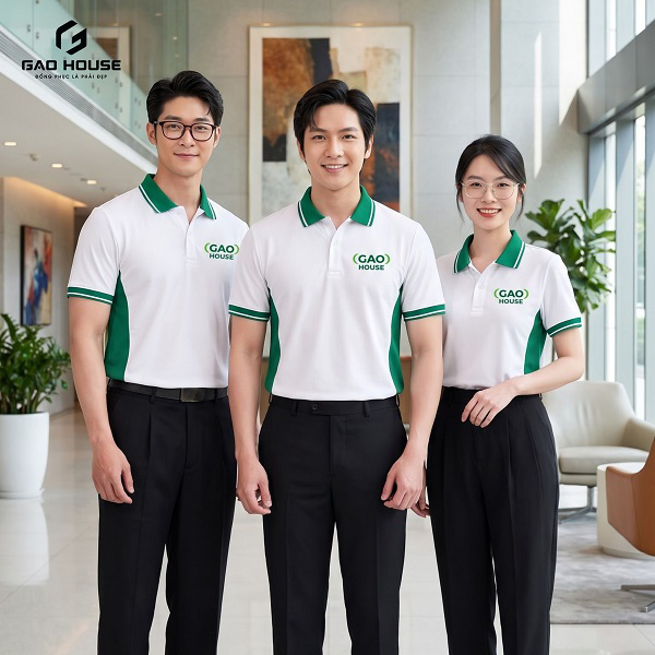 áo phông đồng phục màu trắng sườn xanh