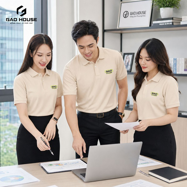 áo polo đồng phục công ty màu be