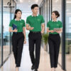 áo polo đồng phục màu xanh lá cây