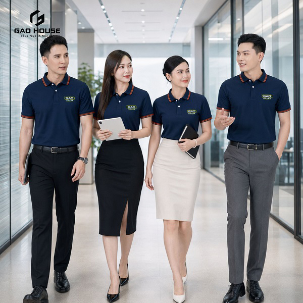 áo polo đồng phục màu xanh than