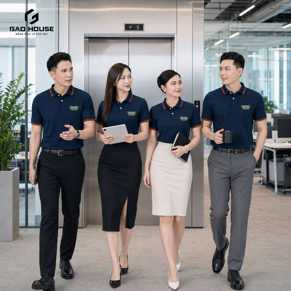 áo polo đồng phục màu xanh than