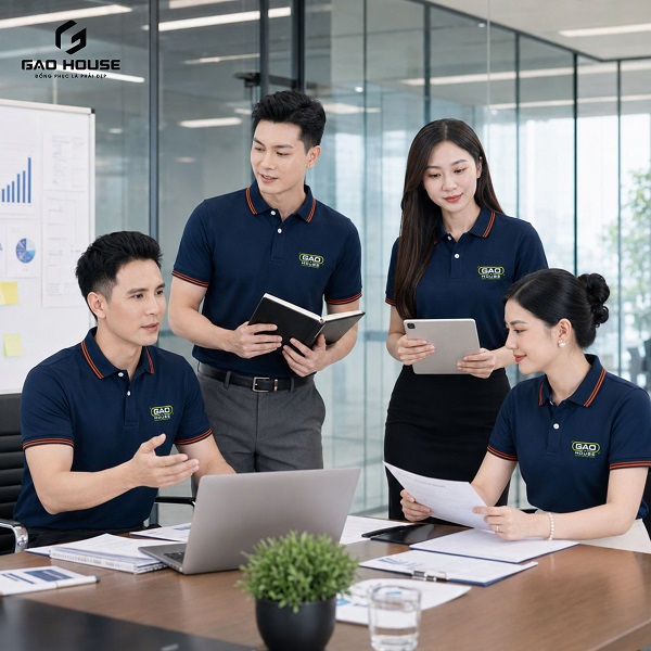 áo polo đồng phục màu xanh than