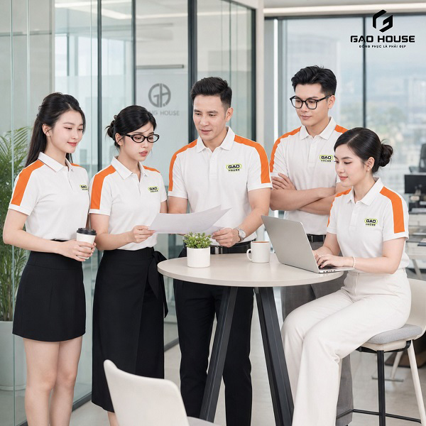 áo thun đồng phục màu trắng cam