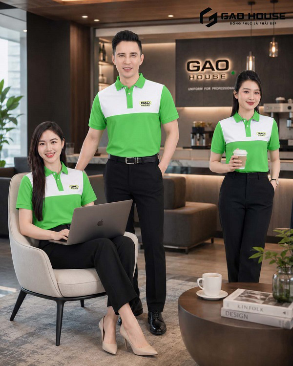 áo thun đồng phục màu trắng xanh lá