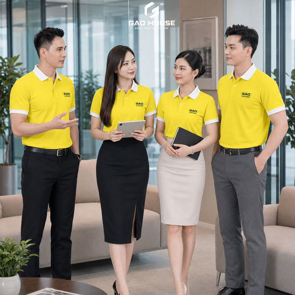 áo thun đồng phục đồng phục màu vàng
