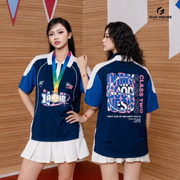 áo lớp line up màu xanh than