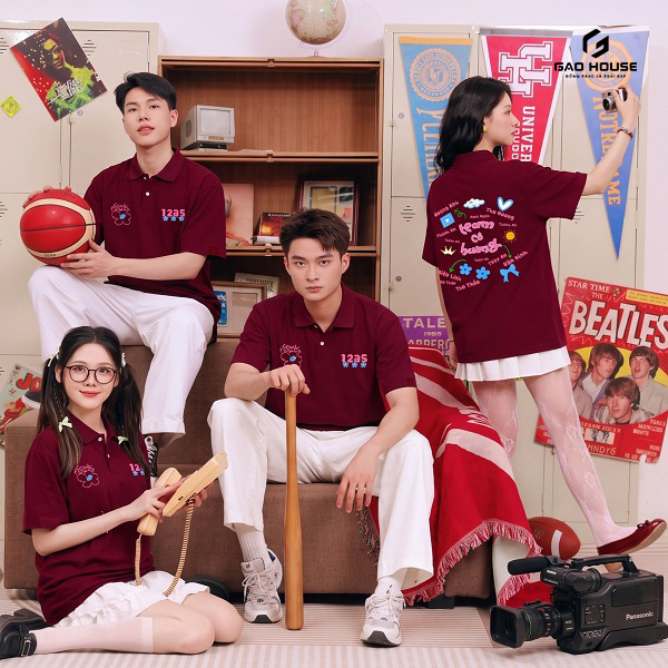 áo polo lớp màu đỏ mận