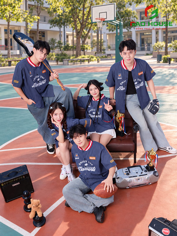 áo lớp sơ mi cổ bomber màu xanh