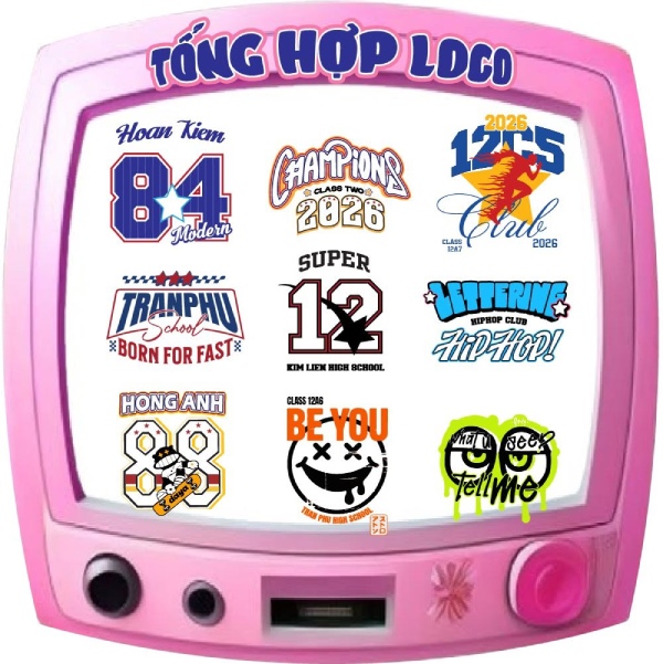 Logo áo lớp A3 đồ họa 3D đa sắc loang màu chuyển sắc bùng nổ hiệu ứng thị giác phát sáng trên sân trường