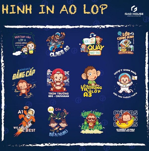 Mẫu logo linh vật mascot chú gấu ngầu đeo kính râm in 3D mặt sau áo đồng phục lớp A3